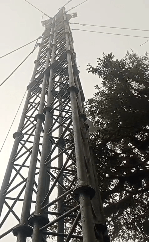 Erected Tower 3 of the ropeway system