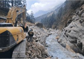 Diverted river channel at the weir area